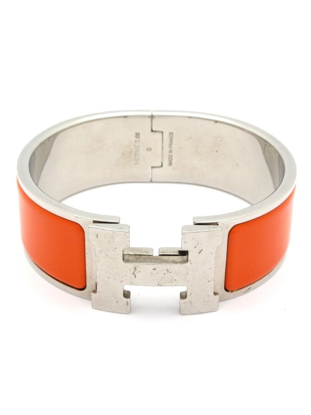 Hermes Bangle Clic Clac Silver Orange Bracelet